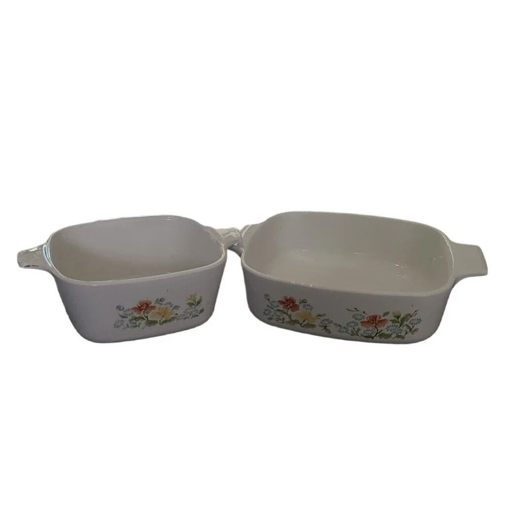 Corning Ware Wild Flower Casserole dishes P-43-B & A-1-B Vintage 1 Ltr & 700 ml